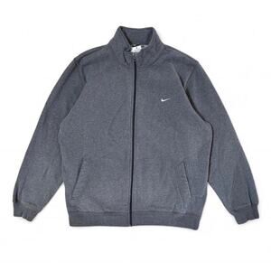 Y2K Nike Gray Zip Up Sweatshirt Embroidered Swoosh Size XL